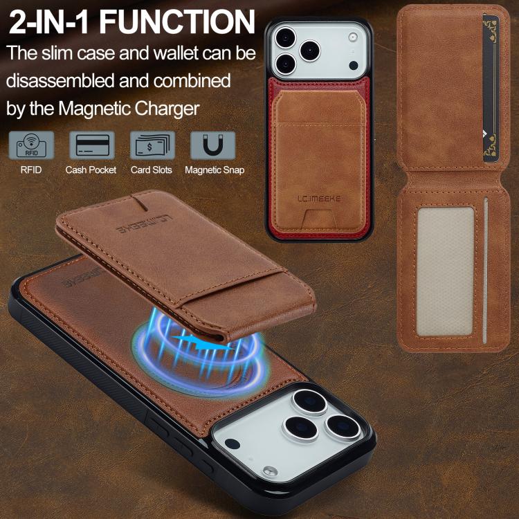 For iPhone 17 Pro LC.IMEEKE L3 Series Detachable RFID Card Bag Magsafe Phone Case