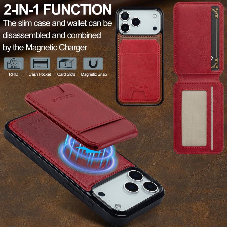 For iPhone 17 Pro LC.IMEEKE L3 Series Detachable RFID Card Bag Magsafe Phone Case