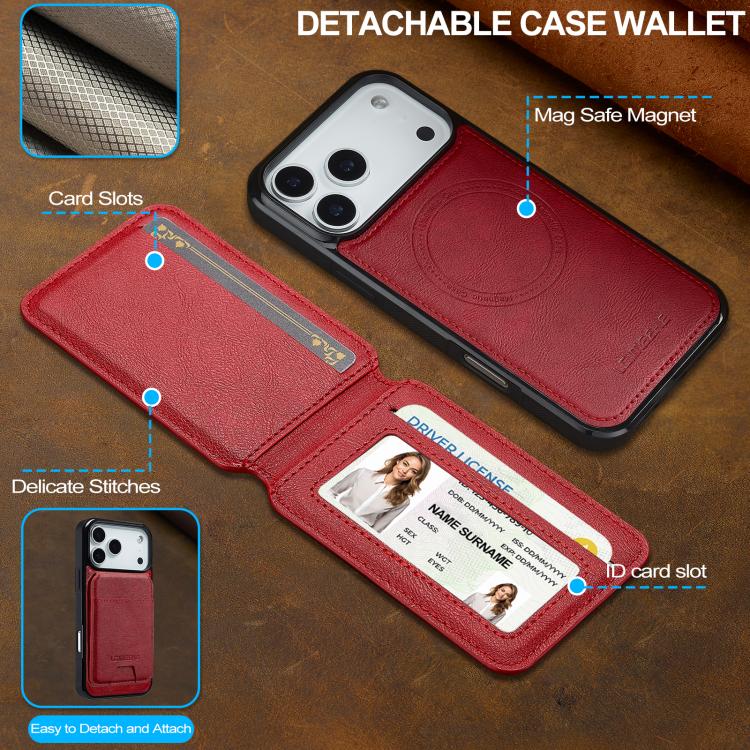 For iPhone 17 Pro LC.IMEEKE L3 Series Detachable RFID Card Bag Magsafe Phone Case