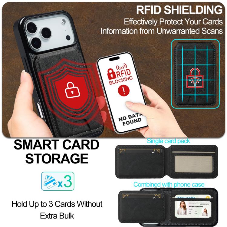 For iPhone 17 Pro Max LC.IMEEKE L3 Series Detachable RFID Card Bag Magsafe Phone Case