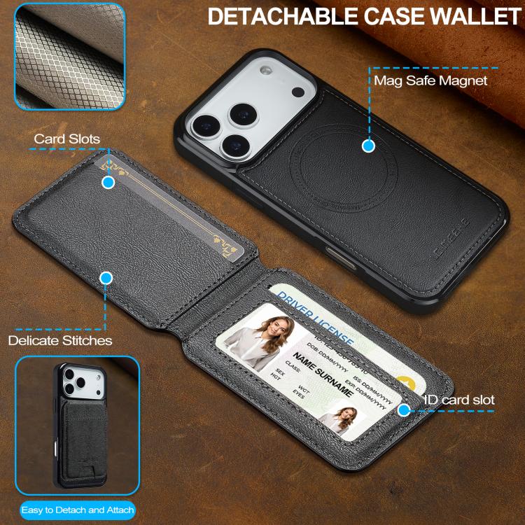 For iPhone 17 Pro Max LC.IMEEKE L3 Series Detachable RFID Card Bag Magsafe Phone Case