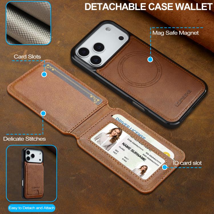 For iPhone 17 Pro Max LC.IMEEKE L3 Series Detachable RFID Card Bag Magsafe Phone Case