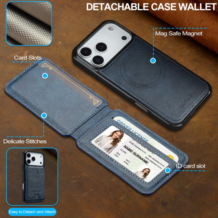 For iPhone 17 Pro Max LC.IMEEKE L3 Series Detachable RFID Card Bag Magsafe Phone Case