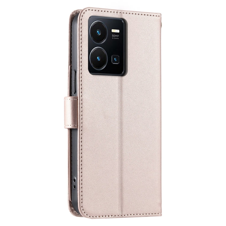 For vivo Y35 4G / Y22s 4G / Y77E 5G Ring Buckle Rhombic Leather Phone Case