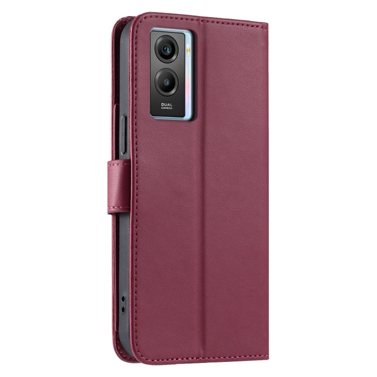 For vivo Y55s 2023 5G / Y75 5G Ring Buckle Rhombic Leather Phone Case