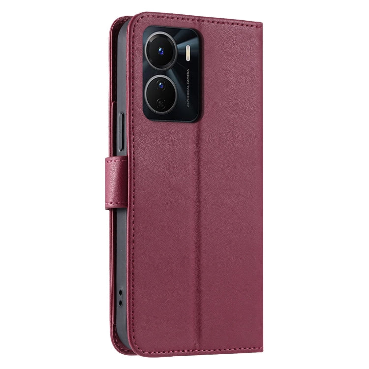 For vivo Y16 4G / Y56 5G / Y02s 4G Ring Buckle Rhombic Leather Phone Case