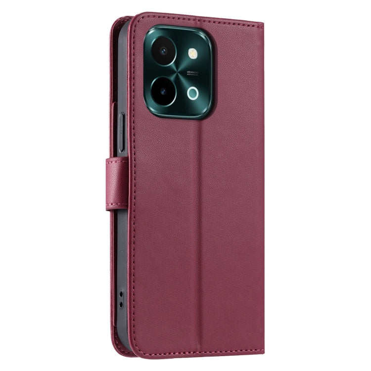 For vivo Y28 4G Global Ring Buckle Rhombic Leather Phone Case