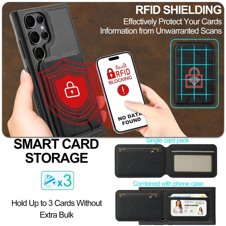 For Samsung Galaxy S22 Ultra 5G LC.IMEEKE L3 Series Detachable RFID Card Bag Magsafe Phone Case