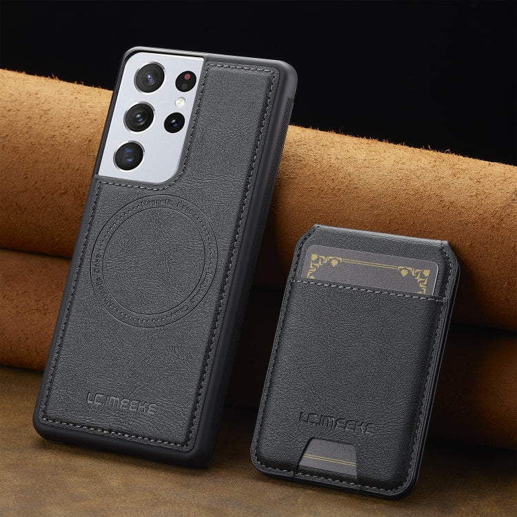 For Samsung Galaxy S21 Ultra 5G LC.IMEEKE L3 Series Detachable RFID Card Bag Magsafe Phone Case