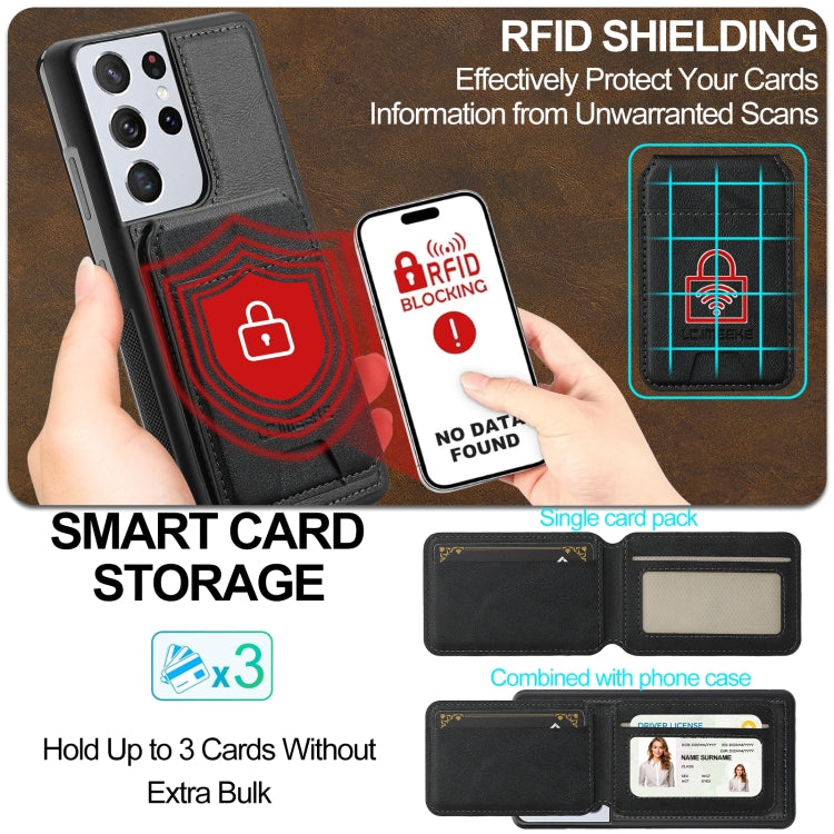 For Samsung Galaxy S21 Ultra 5G LC.IMEEKE L3 Series Detachable RFID Card Bag Magsafe Phone Case