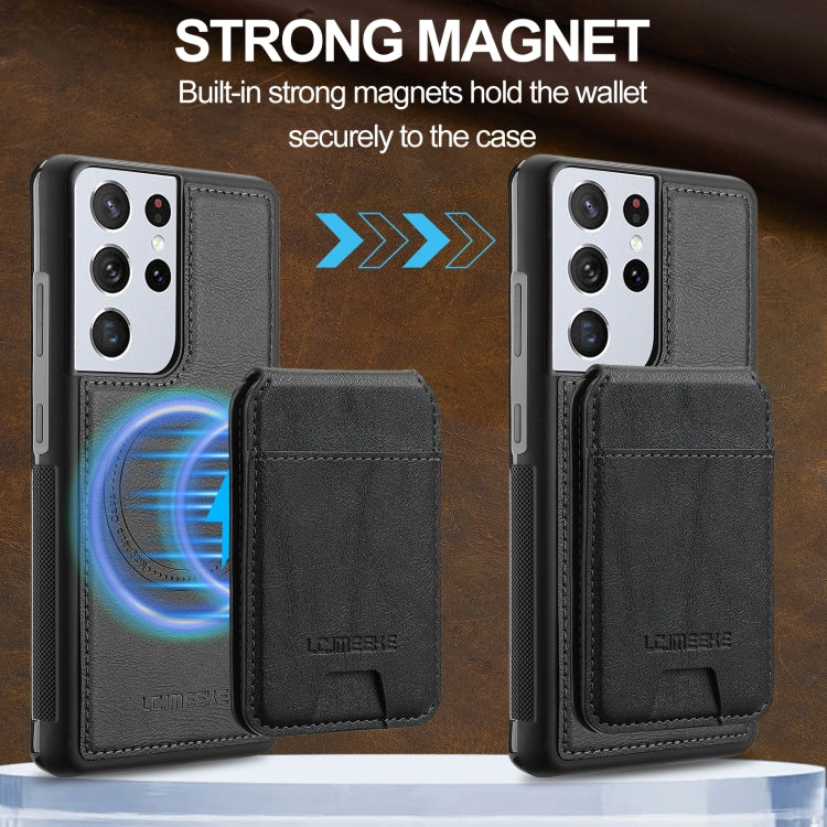 For Samsung Galaxy S21 Ultra 5G LC.IMEEKE L3 Series Detachable RFID Card Bag Magsafe Phone Case