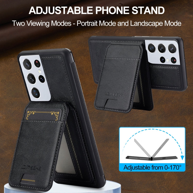For Samsung Galaxy S21 Ultra 5G LC.IMEEKE L3 Series Detachable RFID Card Bag Magsafe Phone Case