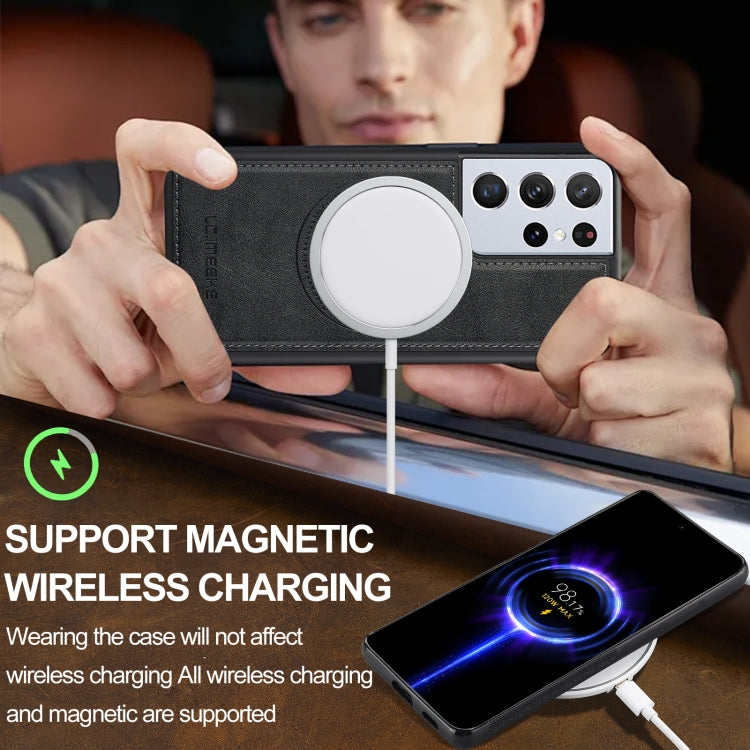 For Samsung Galaxy S21 Ultra 5G LC.IMEEKE L3 Series Detachable RFID Card Bag Magsafe Phone Case