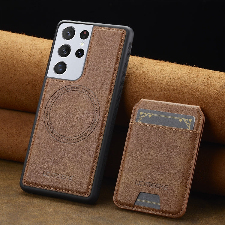 For Samsung Galaxy S21 Ultra 5G LC.IMEEKE L3 Series Detachable RFID Card Bag Magsafe Phone Case
