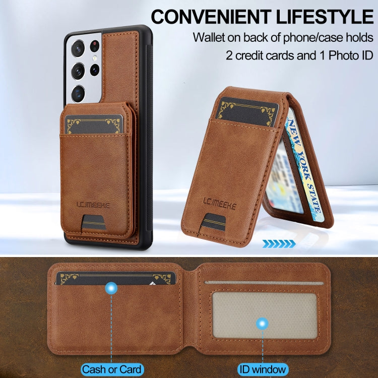 For Samsung Galaxy S21 Ultra 5G LC.IMEEKE L3 Series Detachable RFID Card Bag Magsafe Phone Case