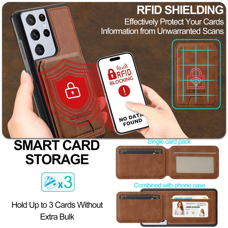 For Samsung Galaxy S21 Ultra 5G LC.IMEEKE L3 Series Detachable RFID Card Bag Magsafe Phone Case