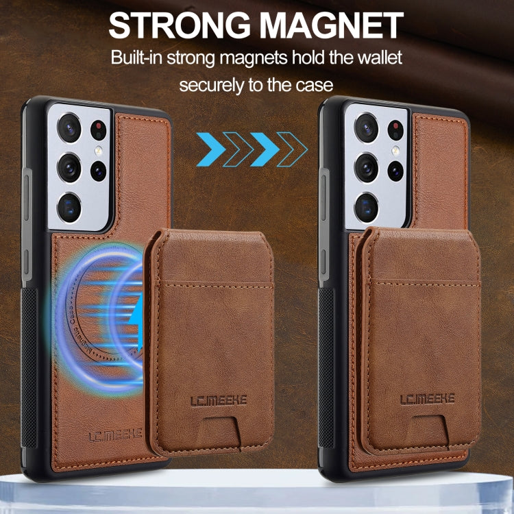 For Samsung Galaxy S21 Ultra 5G LC.IMEEKE L3 Series Detachable RFID Card Bag Magsafe Phone Case