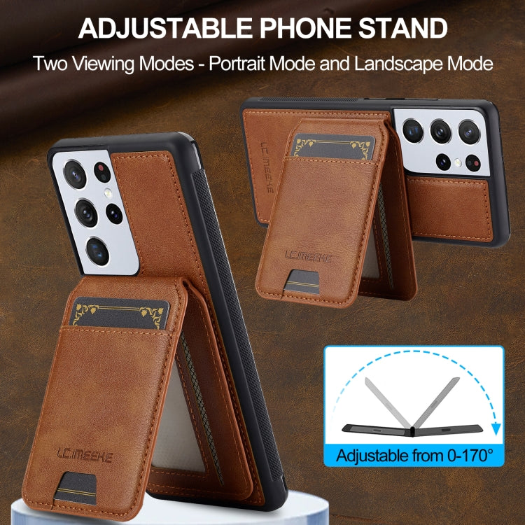 For Samsung Galaxy S21 Ultra 5G LC.IMEEKE L3 Series Detachable RFID Card Bag Magsafe Phone Case