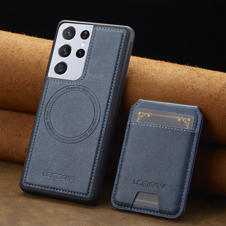 For Samsung Galaxy S21 Ultra 5G LC.IMEEKE L3 Series Detachable RFID Card Bag Magsafe Phone Case