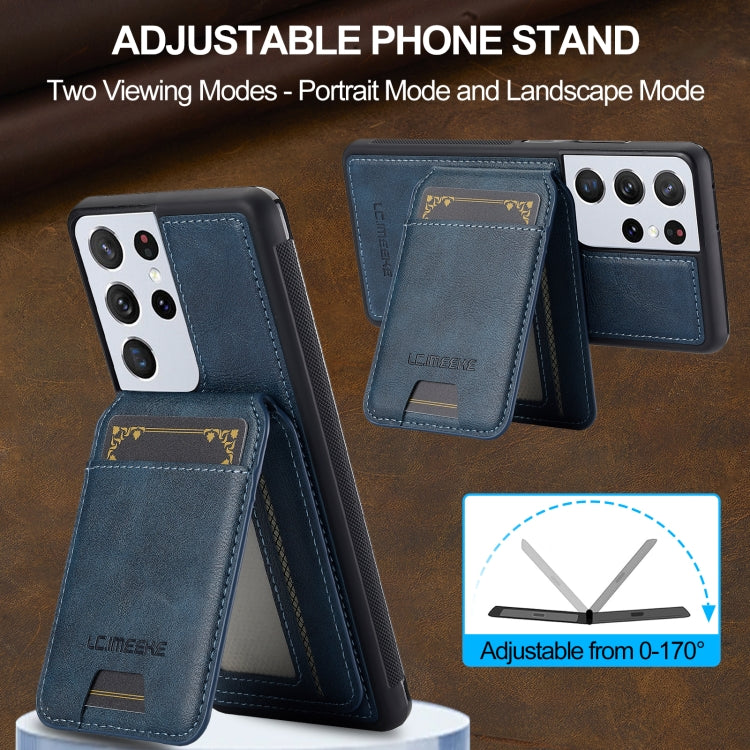 For Samsung Galaxy S21 Ultra 5G LC.IMEEKE L3 Series Detachable RFID Card Bag Magsafe Phone Case