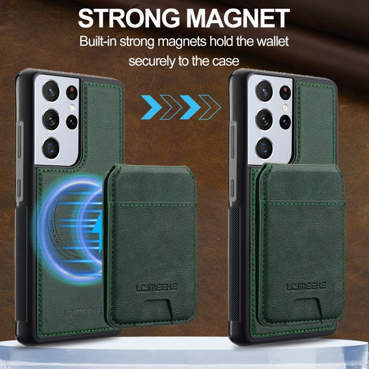 For Samsung Galaxy S21 Ultra 5G LC.IMEEKE L3 Series Detachable RFID Card Bag Magsafe Phone Case