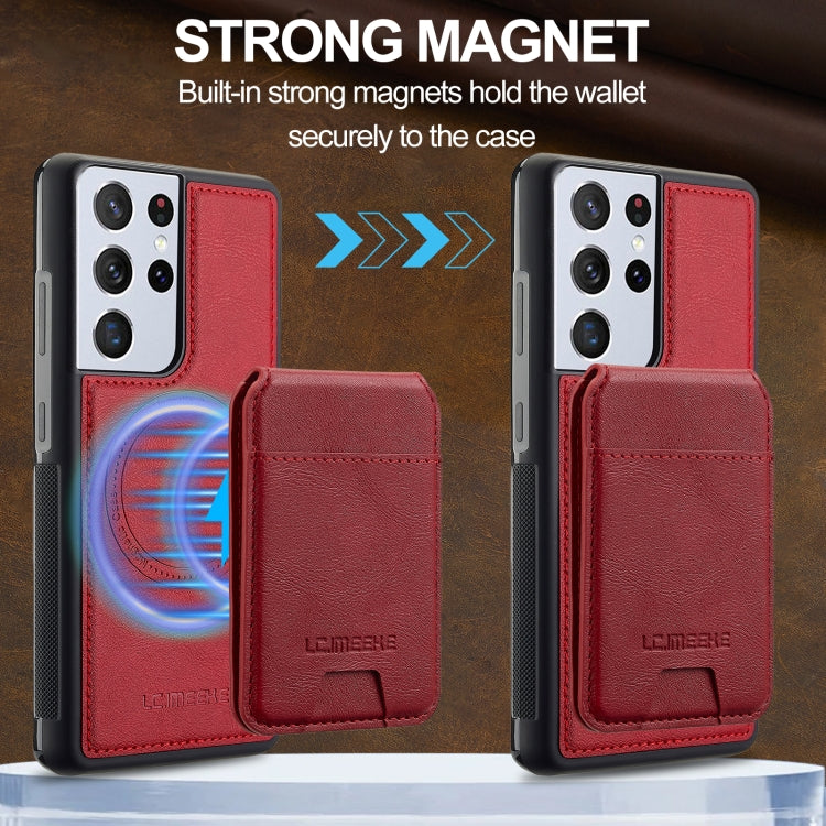 For Samsung Galaxy S21 Ultra 5G LC.IMEEKE L3 Series Detachable RFID Card Bag Magsafe Phone Case