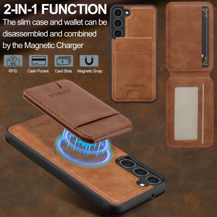 For Samsung Galaxy S25+ 5G LC.IMEEKE L3 Series Detachable RFID Card Bag Magsafe Phone Case
