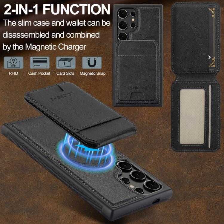 For Samsung Galaxy S25 Ultra 5G LC.IMEEKE L3 Series Detachable RFID Card Bag Magsafe Phone Case