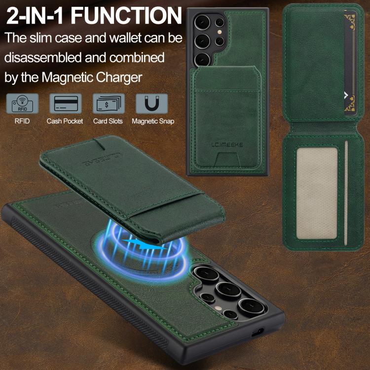 For Samsung Galaxy S25 Ultra 5G LC.IMEEKE L3 Series Detachable RFID Card Bag Magsafe Phone Case