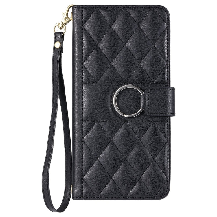 For OPPO A17 4G / A17K Global Ring Buckle Rhombic Leather Phone Case