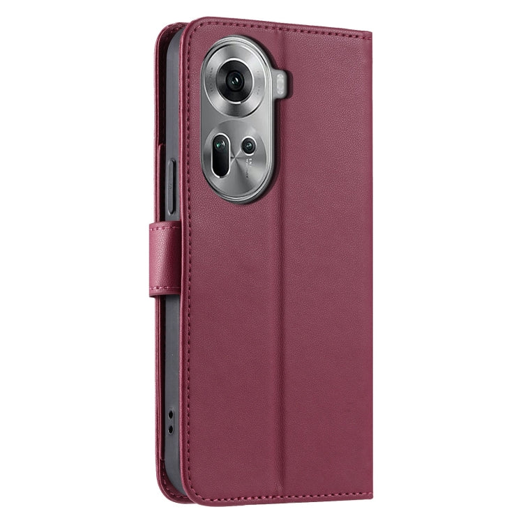 For OPPO Reno11 5G Global Ring Buckle Rhombic Leather Phone Case