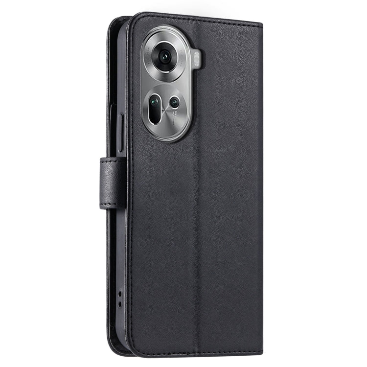 For OPPO Reno11 5G Global Ring Buckle Rhombic Leather Phone Case