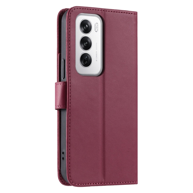 For OPPO Reno12 5G Global Ring Buckle Rhombic Leather Phone Case