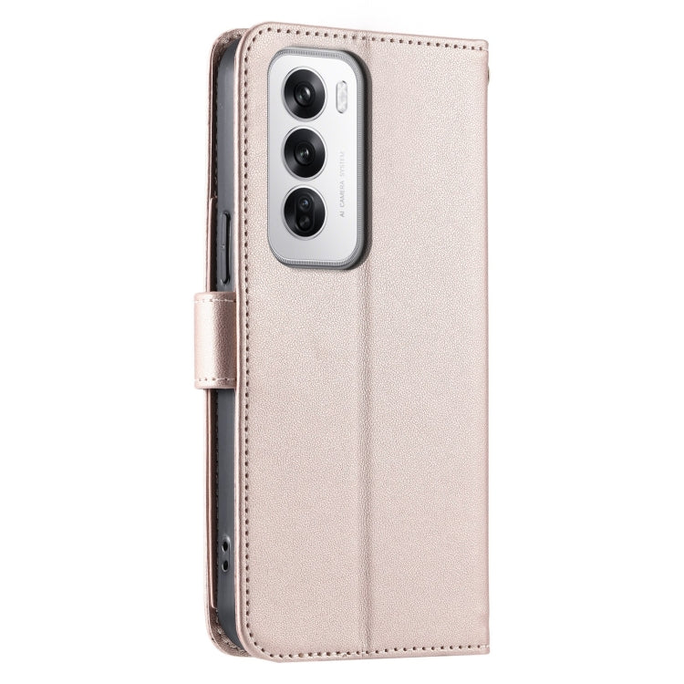 For OPPO Reno12 5G Global Ring Buckle Rhombic Leather Phone Case