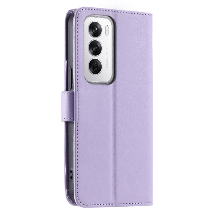 For OPPO Reno12 5G Global Ring Buckle Rhombic Leather Phone Case