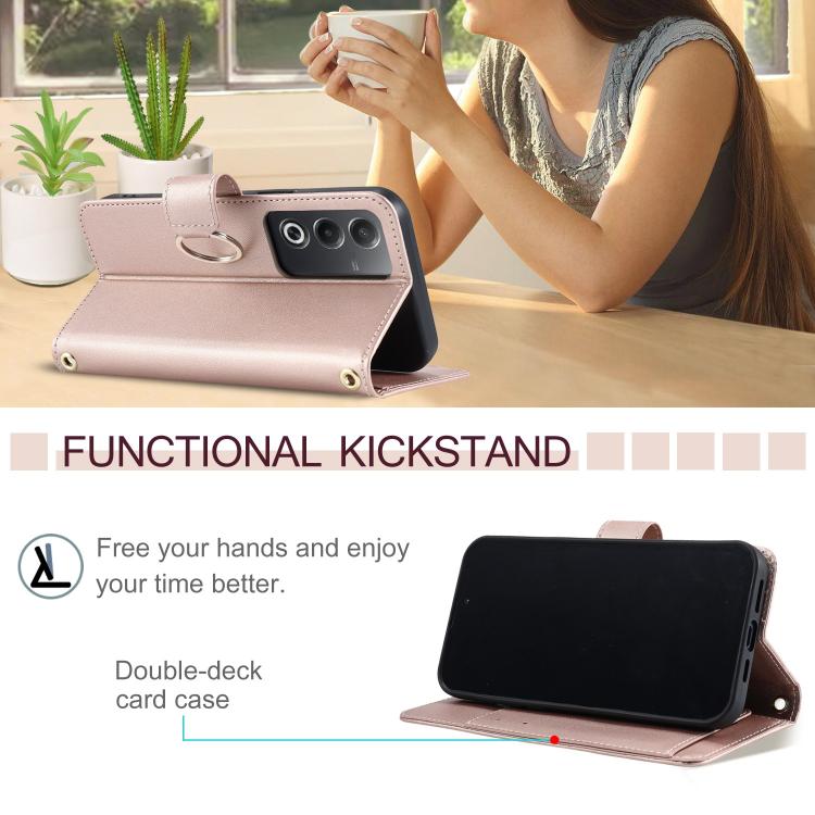 For OPPO A80 5G / A3 Pro Ring Buckle Rhombic Leather Phone Case