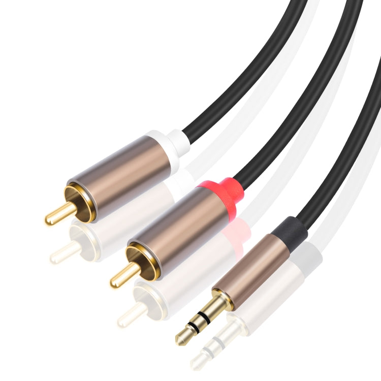 3.5mm Male to 2 RCA Male Audio Cable Amplifier Connector, Length:1m - Black Grey