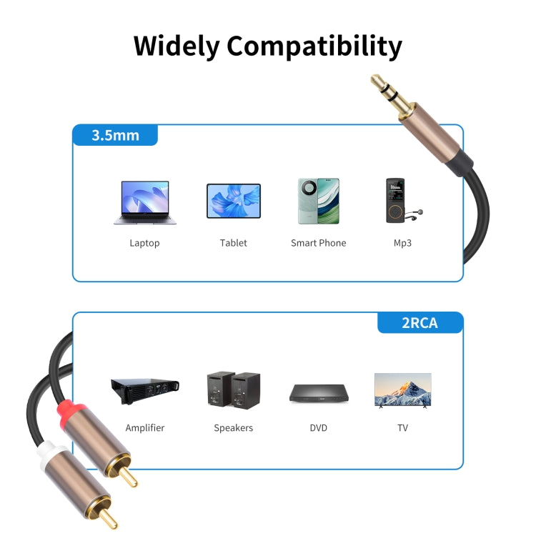 3.5mm Male to 2 RCA Male Audio Cable Amplifier Connector, Length:1m - Black Grey