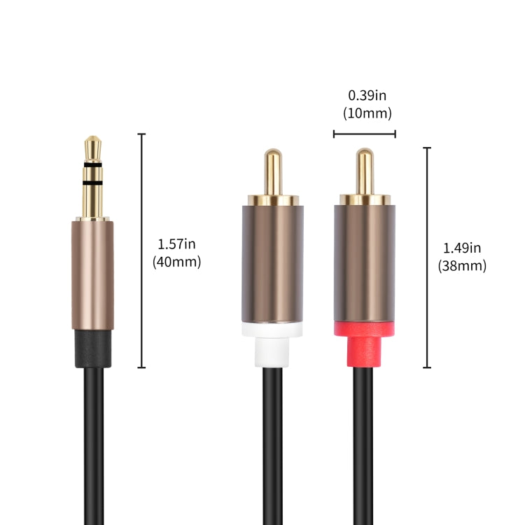 3.5mm Male to 2 RCA Male Audio Cable Amplifier Connector, Length:2m - Black Grey