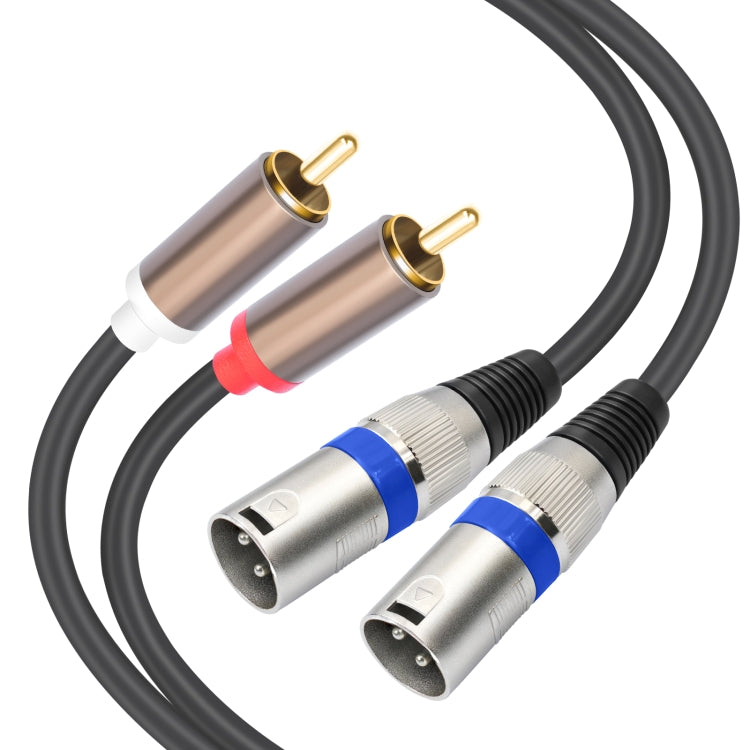 2 RCA Male to 2 XLR 3pin Male Audio Cable, Length:3m - Black Silver
