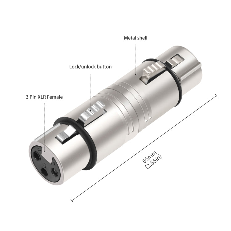 LZ1111 3Pin XLR Female to Female Adapter - Silver