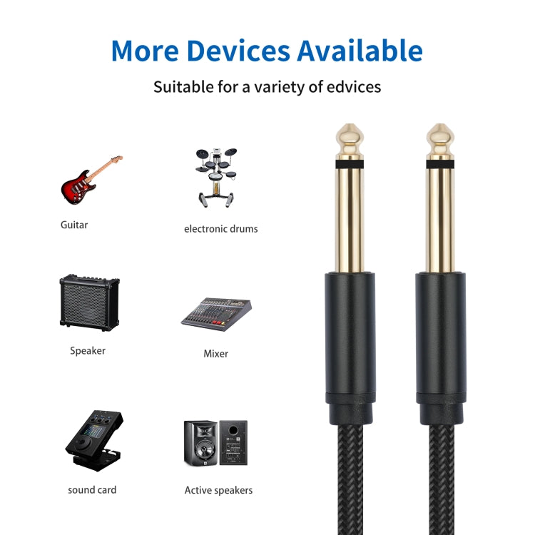 6.35mm 1/4 TRS Male to Male Electric Guitar Audio Cable, Length:3m