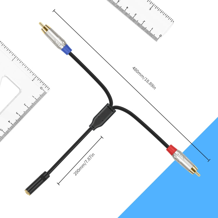 3.5mm 1/8 TRS Stereo Female to Dual RCA Male Y-type Audio Cable, Length:50cm