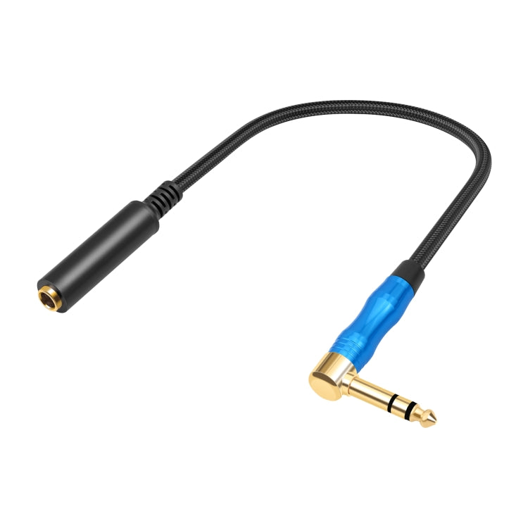6.35mm 1/4 TRS Male Stereo Elbow to Female Electric Guitar Audio Cable, Length:0.3m - Black Blue