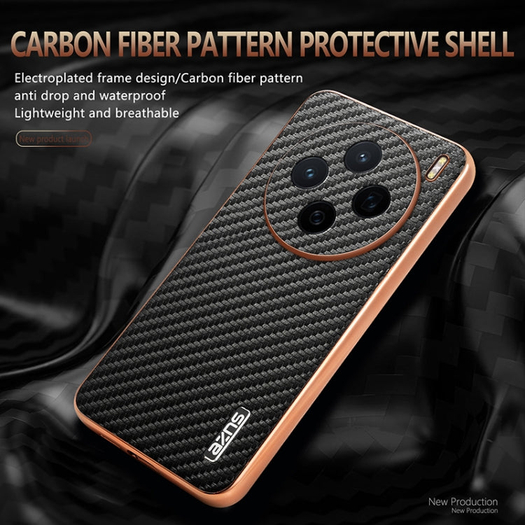 For vivo X200 AZNS Electroplated Edge Carbon Fiber Texture Phone Case
