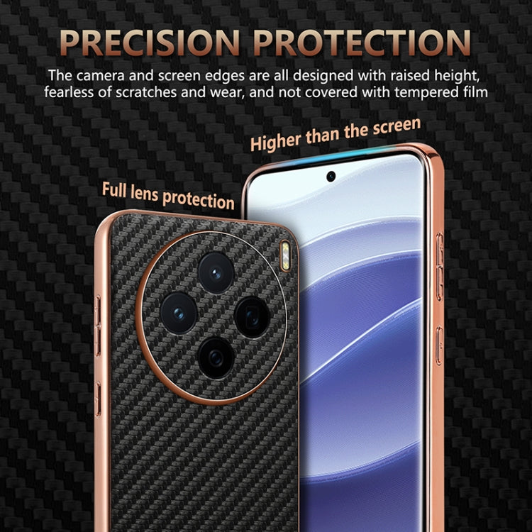 For vivo X200 AZNS Electroplated Edge Carbon Fiber Texture Phone Case