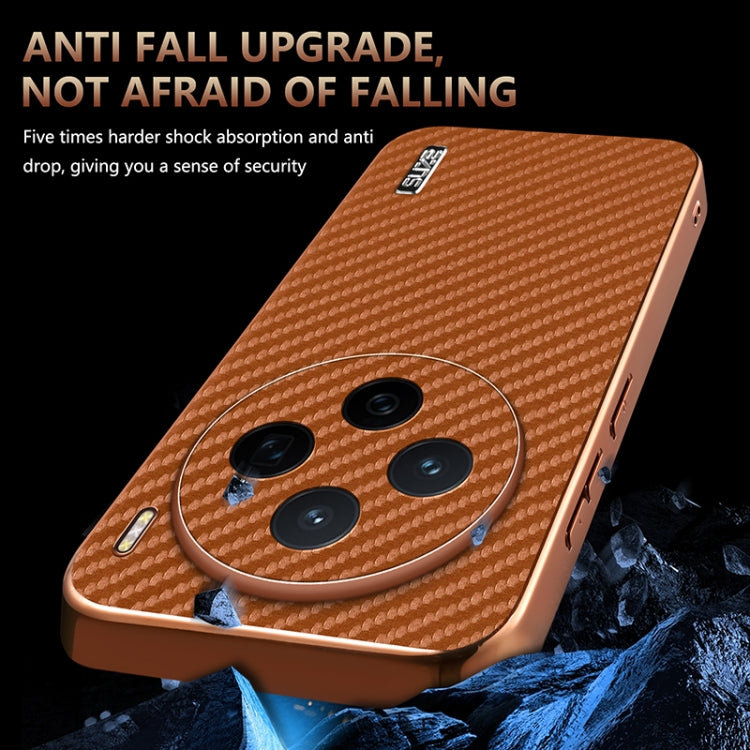 For vivo X200 AZNS Electroplated Edge Carbon Fiber Texture Phone Case