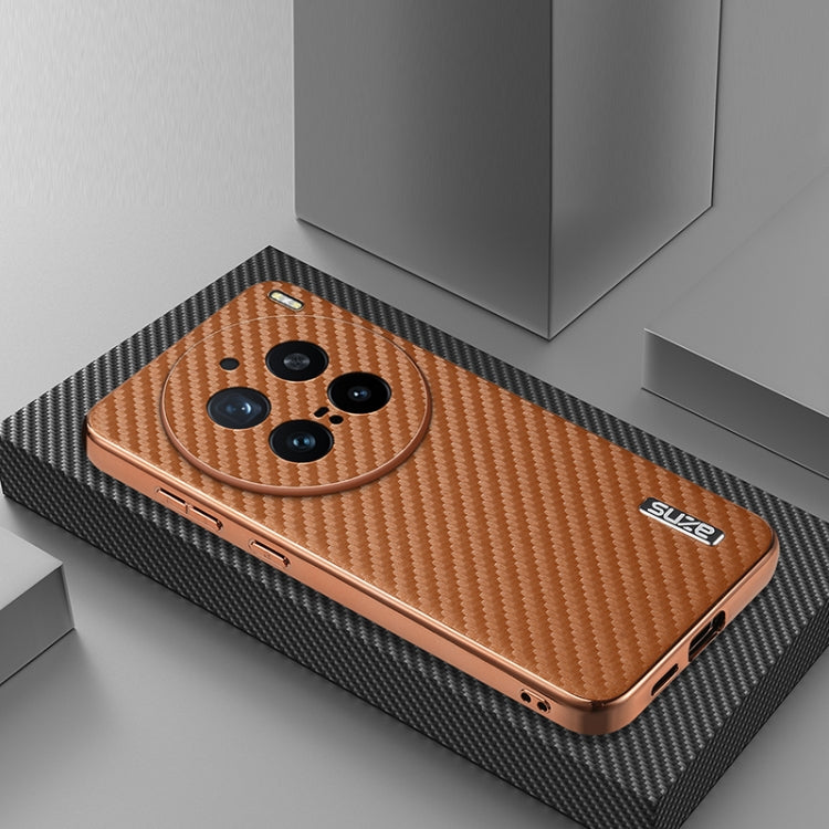 For vivo X200 Pro AZNS Electroplated Edge Carbon Fiber Texture Phone Case