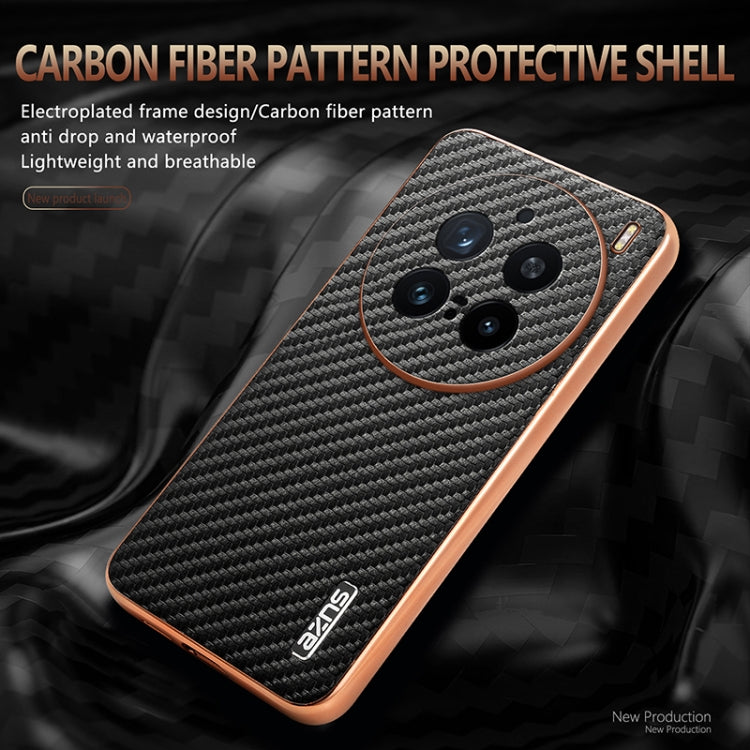 For vivo X200 Pro AZNS Electroplated Edge Carbon Fiber Texture Phone Case