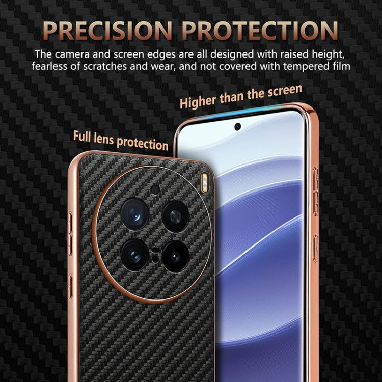 For vivo X200 Pro AZNS Electroplated Edge Carbon Fiber Texture Phone Case